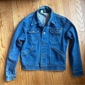 Vintage Wrangler Jacket Mens 38 Blue Jean Denim Trucker No Fault USA 70s